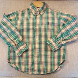 Ralph Lauren Boys' Madras Plaid Shirt; Size 2T